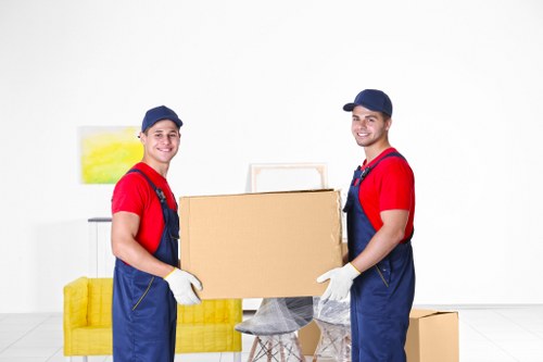Hired removal truck ready for loading boxes and furniture
